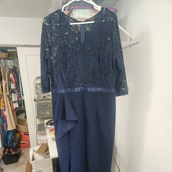 Missymay Women's Vintage Floral Lace Ruffle Half Sleeve Evening Dress - Picture 4 of 7